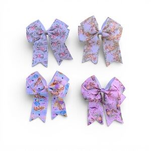 Lavender Easter Bunny Print Hair Bows for Kids - Set of 4 Spring Accessories